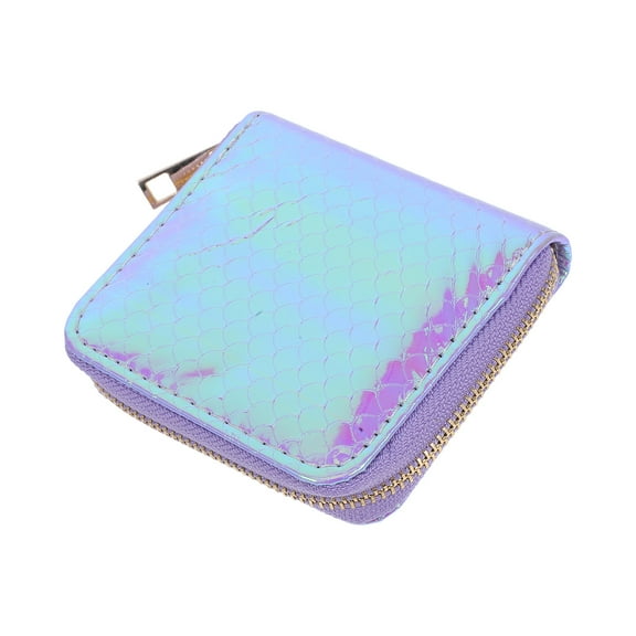 COSMOBETTY 1Pack Purple Slim Zippered Closure PU Coin Purse for Girls and Women with Storage Function 4.3x4.3x0.8in