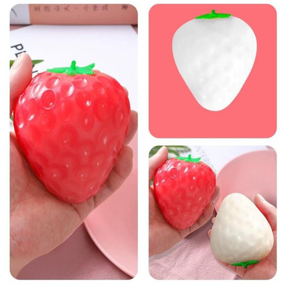 Feltree Fraise Pincement Musique Tour Jouet de Décompression Changement de Couleur Fraise TPR Décompression Lorsqu'exposé à la Lumière