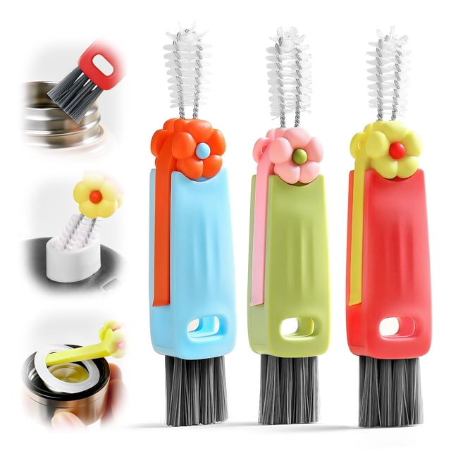 Juego de cepillos de limpieza Awrose 3 en 1 con tapa para botella de agua