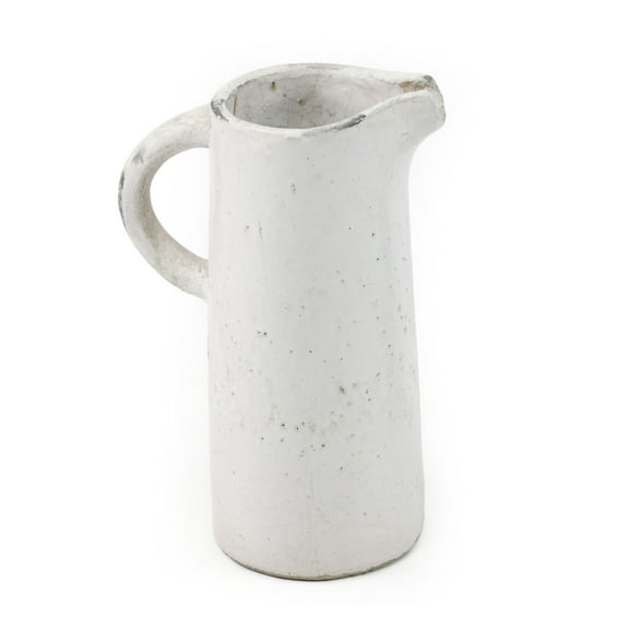 Zentique Stoneware Pitcher with Distressed White Finish