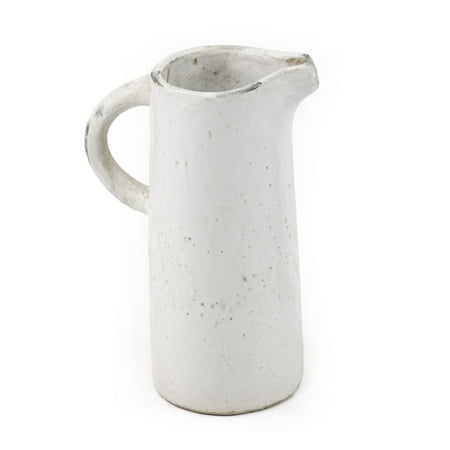 

Zentique Stoneware Pitcher with Distressed White Finish
