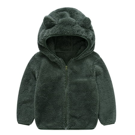

Boys Winter Coats Zipper Fleece Thick Warm Ear Cute Hooded Baby Girl Sweatshirt