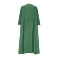 thumbnail image 5 of Qulqfy Green Dress for Women Maxi 3/4 Sleeve Casual V Neck High Waist Smocked Dresses Womens Fall Dress L, 5 of 7