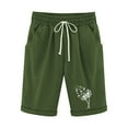 thumbnail image 2 of Pxkloy Dandelion Shorts for Women,Women's Bermuda Shorts Lightweight,Casual Womens Linen Cotton Elastic Waist Knee Length Curling Bermuda Shorts with Drawstring Army Green,S, 2 of 4