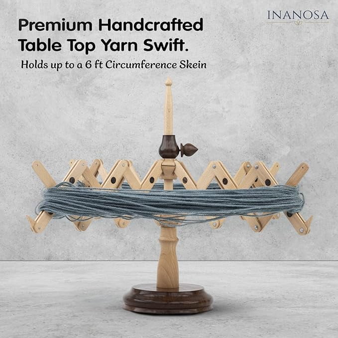 Inanosa Wooden Table Top Yarn Swift - Wooden Crocheting and Knitting Craft Accessories - Best Gift from Craft Supplies for Crochet Lovers - Rosewood & Beechwood (Swift)