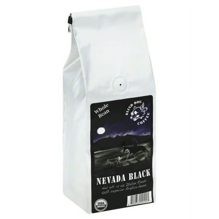 Blind Dog Coffee - 12 Oz Nevada Black Whole Italian Dark Roast Coffee, Organic Whole Bean with hints of Cocoa, Molasses, and Toasted Walnut and Robust Black Coffee Beans, Premium Quality gift for Coff