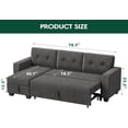 thumbnail image 2 of YESHOMY Sofa Bed Reversible Convertible Sleeper Pull Out Couches with Storage Chaise, Linen Fabric Furniture for Living Room, Bedroom, Apartment, Dark Gray, 2 of 10