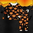 thumbnail image 2 of Gelikeya Halloween Pajama Sets for Little Boy Size 6-8 Nightwear, Silk Pajamas Cartoon Printed Children's Clothing, Orange, 2-3 Years, 2 of 3