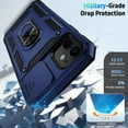 thumbnail image 4 of for iPhone 12 / iPhone 12 Pro Case with Slide Camera Cover HD Screen Protector Heavy Duty Military Grade Shockproof Magnetic Ring Holder Kickstand Phone Case for iPhone 12/12 Pro,Navy Blue, 4 of 6