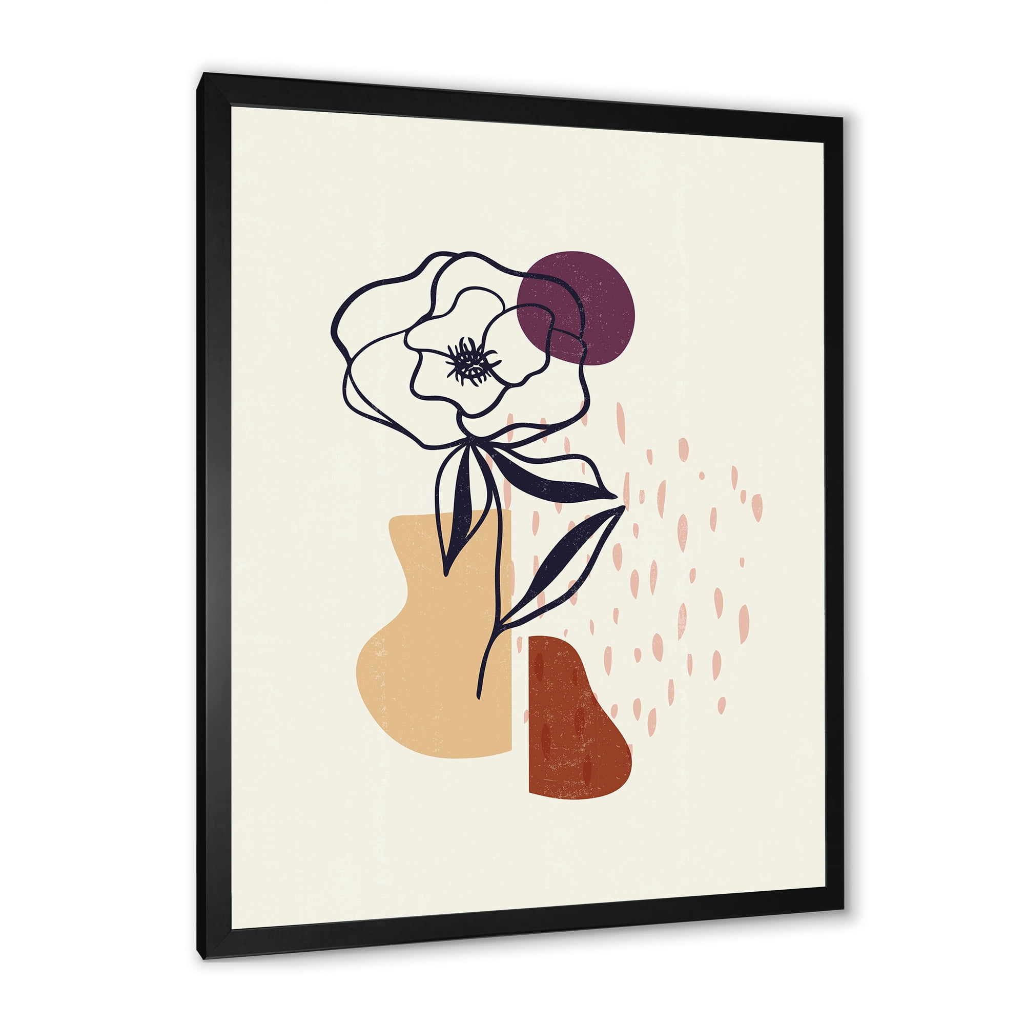 Designart 'Minimalist Shapes With Ancient Flower I' Modern Framed Art Print