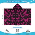 thumbnail image 2 of Black Pink Butterfly Pattern Hooded Bath Towel，60"x35" for Ages 3 To 12 Kids, Quick Dry Lightweight Soft Microfiber Hood Beach Towel Cover Up for Kids, 2 of 7