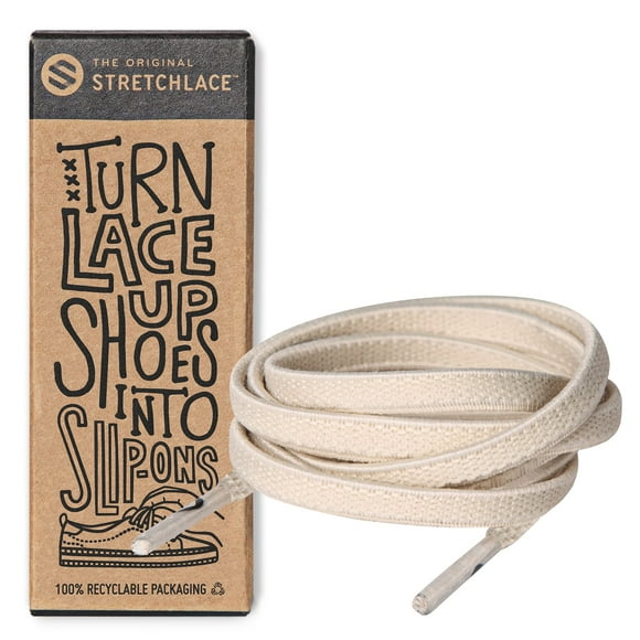THE ORIgINAL Lacets Élastiques Plats, Lacets Extensibles pour Espadrilles Adultes, Lacets Élégants pour Personnes Âgées, Enfants et Personnes avec Besoins Spéciaux, Ivoire, 72 Pouces