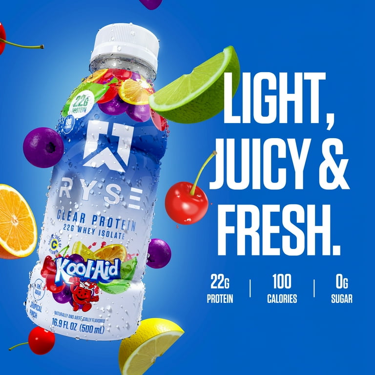 RYSE Clear Protein Shake Ready-To-Drink - Kool-Aid Tropical Punch