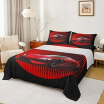 jejeloiu Red Racing Car Twin Sheet Set,Speed Game Extreme Sport,Breathable Decor,3-Piece