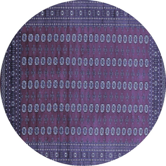 Ahgly Company Machine Washable Indoor Round Oriental Blue Industrial Area Rugs, 5' Round