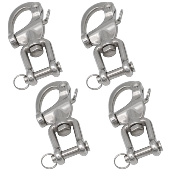 4 Pcs 2.8 in / 70 mm Swivel Shackle, Marine Grade 316 Stainless Steel Shackle, Jaw Snap Shackle, Quick Release Clevis Rigging Shackle 992 lbs / 450 kg Load Limit