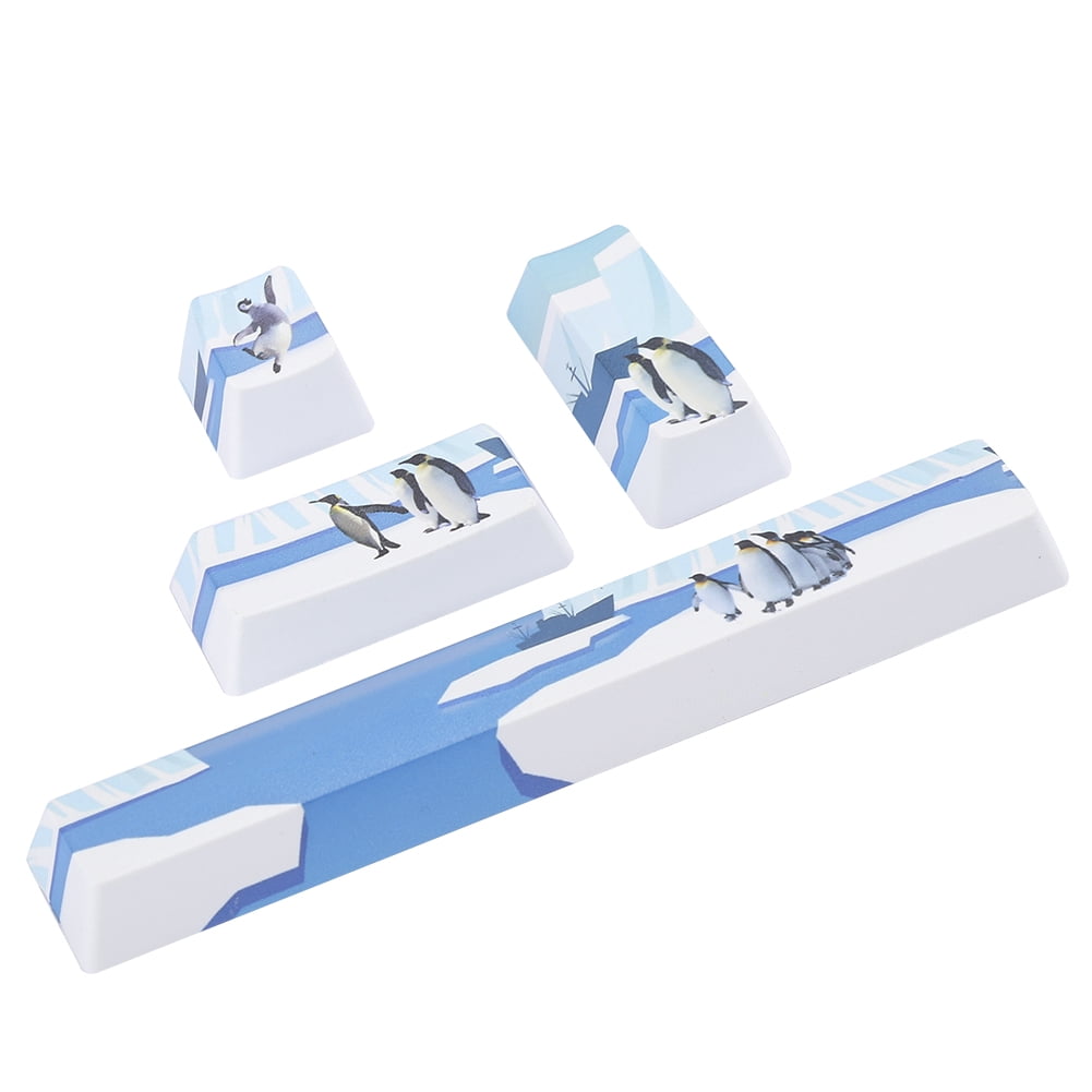 Small And Exquisite Keyboard , Wear Resistance Key , Mechanical Keycap, For Mechanical Keyboard, Penguins-Pattern, 4Pcs