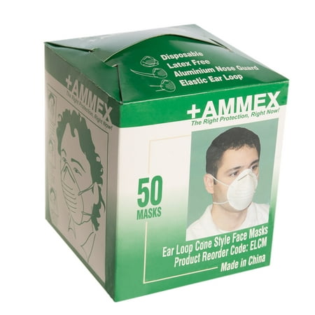 Ammex (50 Pack) Half Face Respirator Mask For Dust Mask Disposable Woodworking Elastic Ear Loop