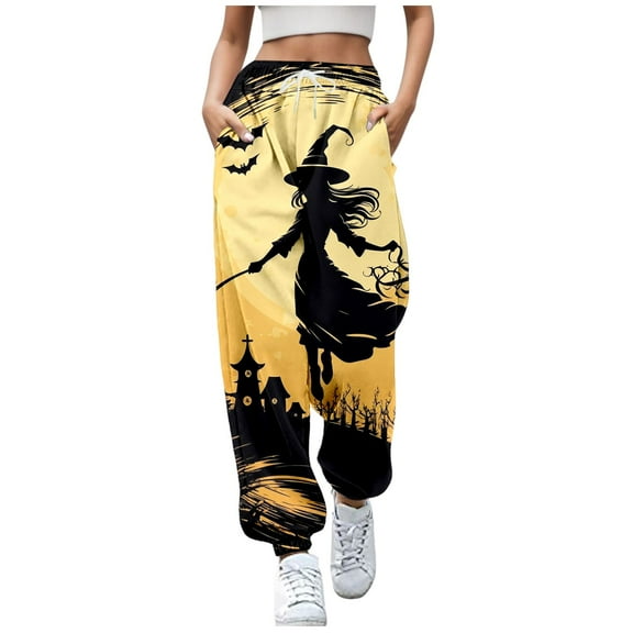 Women's Casual Pants Comfortable Sport Sweatpants with Floral Print Loose Fit Jogger Pants for Everyday Wear