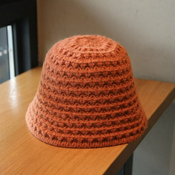 CoCopeanut Autumn and Winter Warm Knitted Bucket Hat Ladies Vintage Twisted Woolen Fisherman Hat Ear Protection Basin Caps Bonnet for Women
