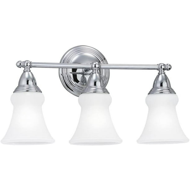 Sea Gull Lighting 40125 05 Sagemore Transitional Three Light Wall Bath Vanity Style Fixture Chrome Finish Dimensions Width 18 3 4 Height 10 By Visit The Sea Gull Lighting Store Walmart Com Walmart Com