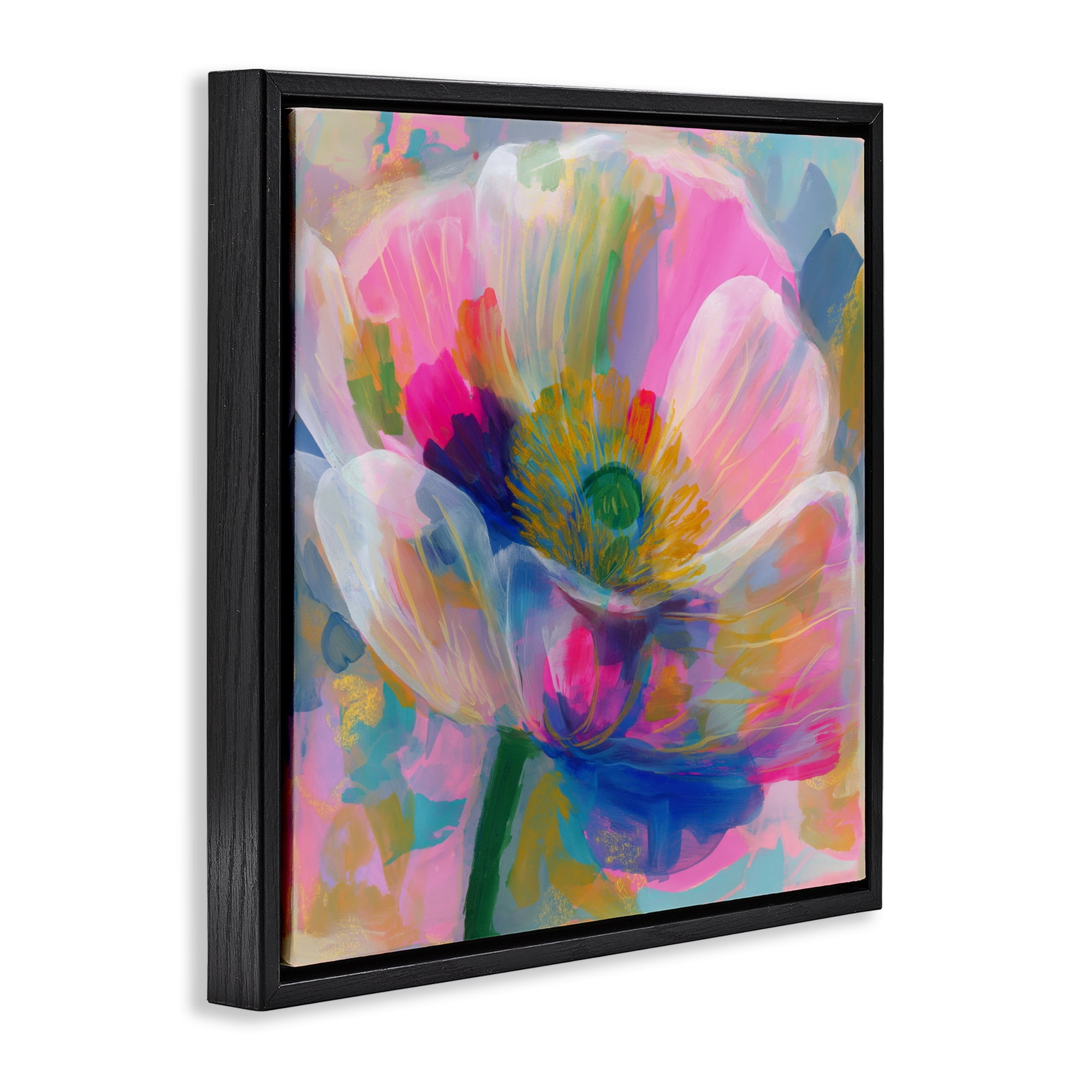 Stupell Industries Backlit Kaleidoscopic Poppy Black Framed Floater Canvas Wall Art, design by Chromatic Storm Studio