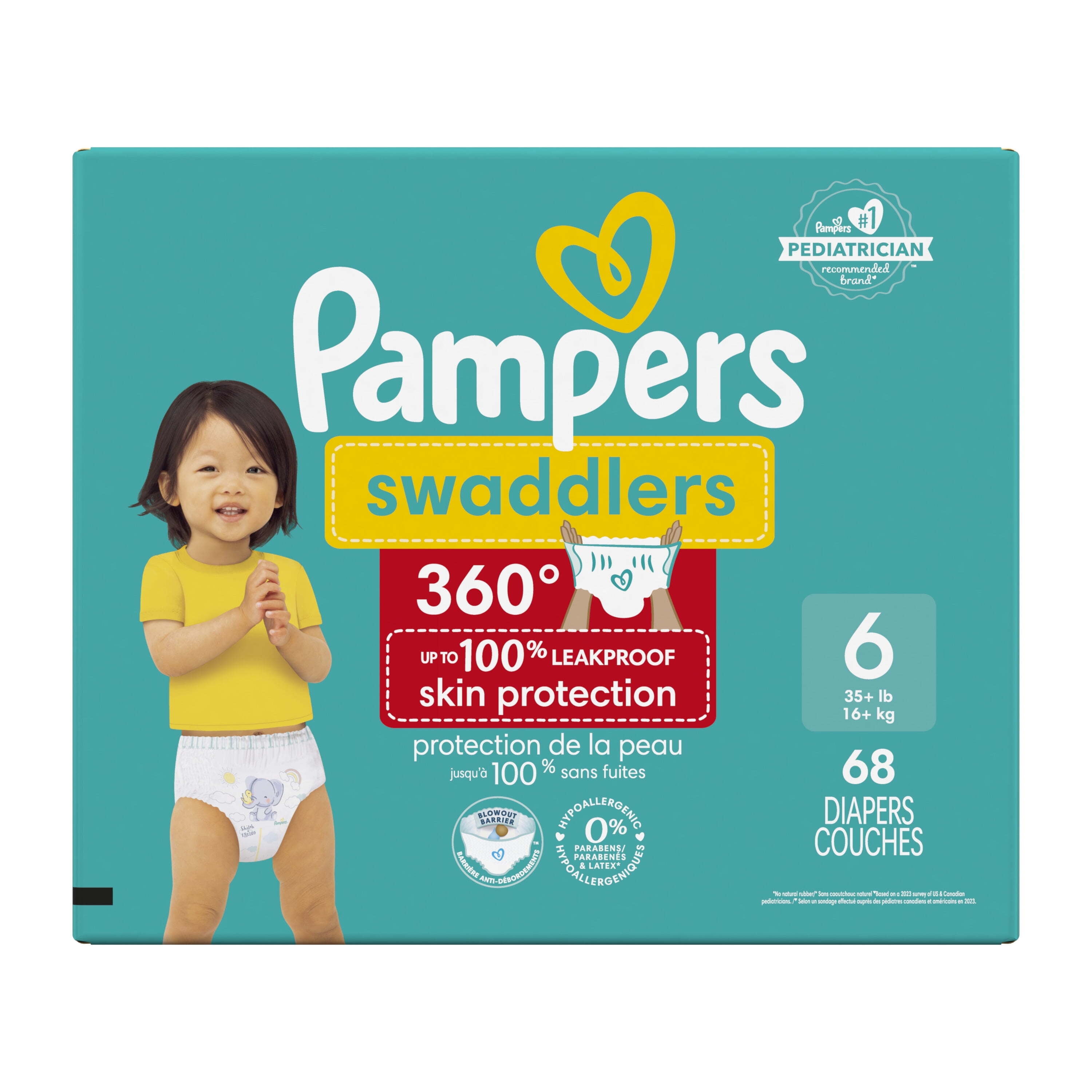 Pampers Swaddlers 360 Pull-On Baby Diapers Size 6, 68 Count (Select for More Options)
