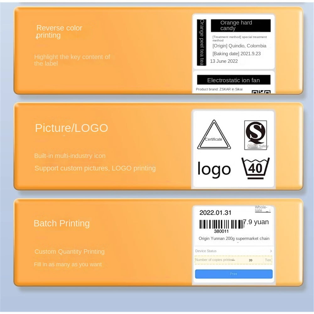 Small label printer multi-function wireless Bluetooth portable sticker barcode printer,White