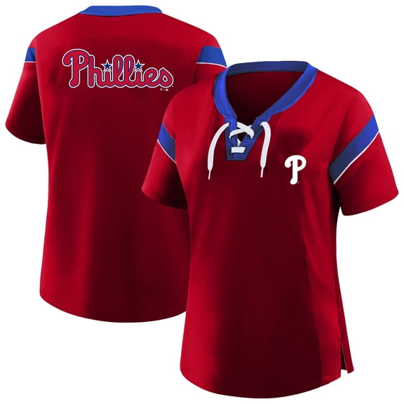 Women's Profile Red Philadelphia Phillies Plus Size Lace-Up T-Shirt