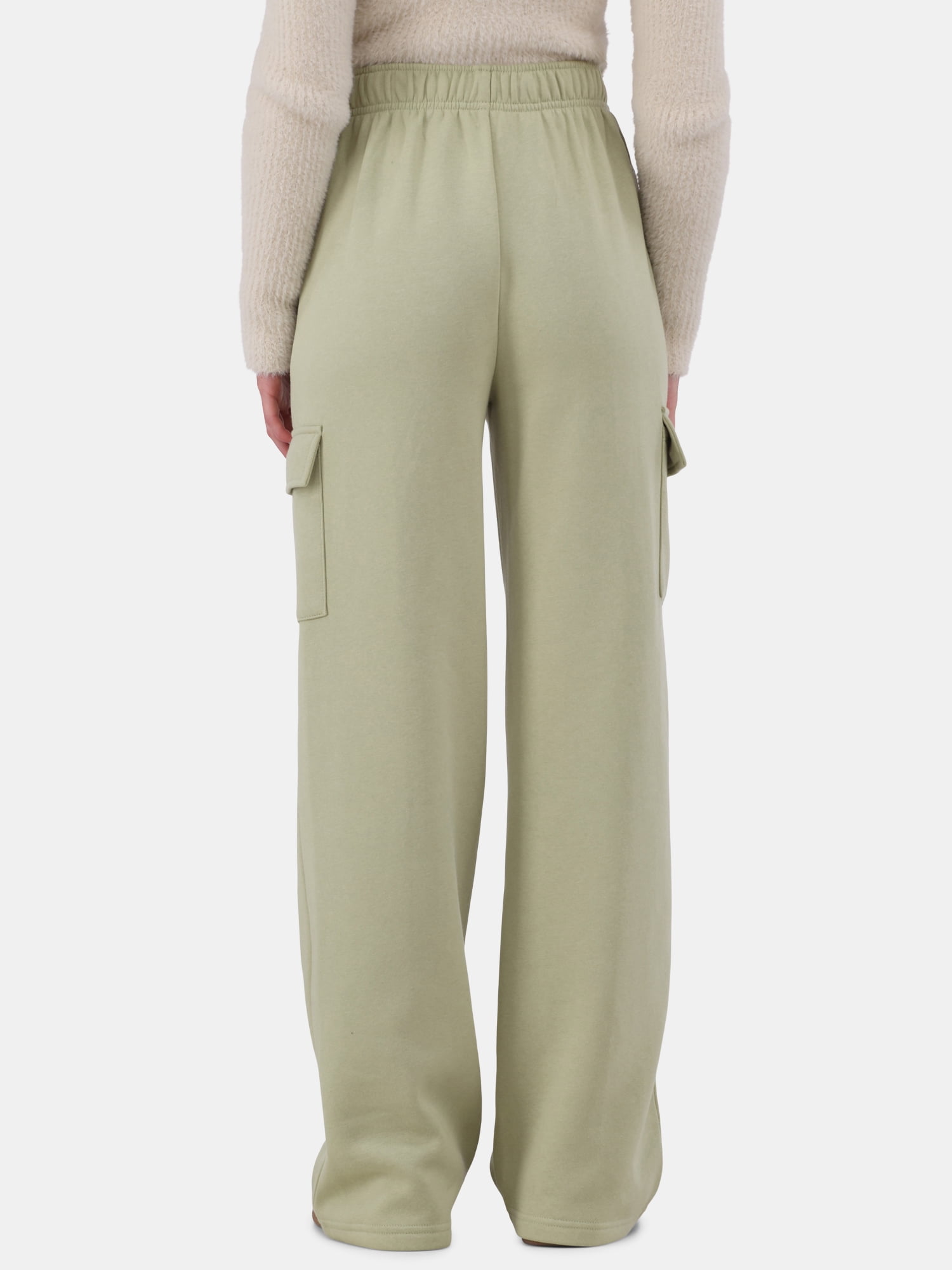 No Boundaries Soft Fleece Wide Leg Cargo Sweatpants, Women’s