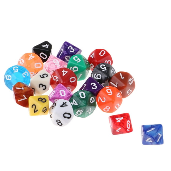 Set of 20 Acrylic 10-sided w/ Numbers, for Table Game Kids Math