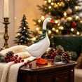 thumbnail image 5 of Christmas Resin Goose Figurine, 11.6in Holiday Tabletop Ornament, Festive Goose Statue for Mantel, Shelf, Entry Table, Party Centerpiece and Warm Cozy Seasonal Home Decoration, Green, 5 of 5
