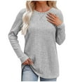 thumbnail image 4 of biudgviw Sweater for Women Crew Neck Ribbed Casual Pullover Shirts Long Sleeve Loose Fit Lightweight Fall Clothings Blouses, 4 of 6