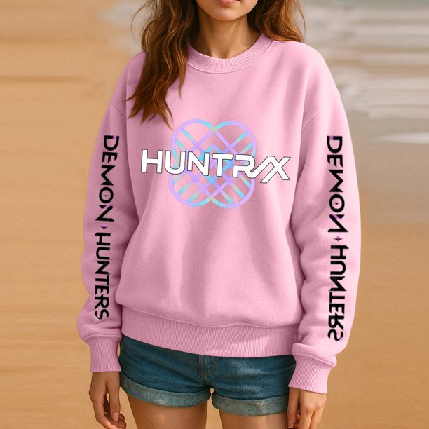 Pop cazadora para niña T-Shirt | Demo-n Hunters Team Cute Cartoon Design|HUNTR/X Rumi,Mire Zoeyy Kids Long Sleeve Sweatshirt,Comfortable Relaxed Fit Tee for Women, Girls, Daily Lounge Wear