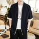 thumbnail image 1 of pstuiky camisetas de manga corta para hombre, Camisa de manga corta con cuello alto y botones sueltos informales de color liso para hombre camisetas de hombre xxxl, 1 of 7