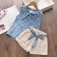thumbnail image 4 of TOWED22 Kids Infant Girl 2pcs Sweet Summer Sets Sleeveless Tank Tops and Shorts Adorable Outfits Toddler Clothing Cotton with Pocket(Blue,5 Y), 4 of 5