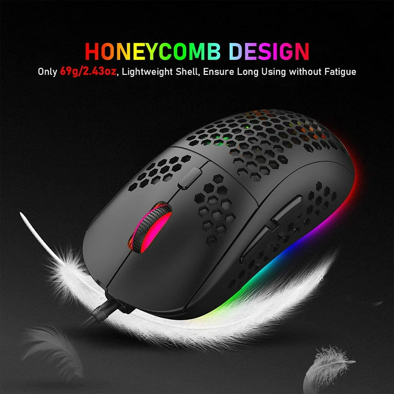 ZIYOU LANG M2 RGB Wired Gaming Mouse, Computer PC Mice USB Honeycomb M