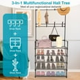 thumbnail image 4 of 5-Tier Entryway Coat Rack Hall Tree Coat Rack and Dustproof Shoe Rack, Entryway Storage Shelf Organizer with 8 Hooks for Bedroom Hallway Office White, 4 of 12