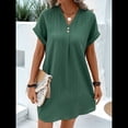 thumbnail image 4 of Vestido Camisero Informal de Verano para Mujer, con Cuello en V, Corta, Plisado, Liso, Holgado y con Botones. Verde XL, 4 of 7