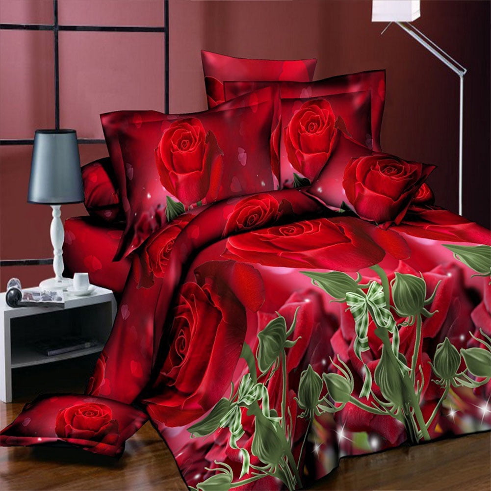 3d Rose Flower Twin Queen King Size Bedding Pillowcase Quilt