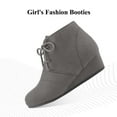 thumbnail image 4 of Girls Low Wedge Heel Booties Side Zipper Ankle Boots Comfortable Casual Shoes for Toddler Little Kid Big Kid, 4 of 5