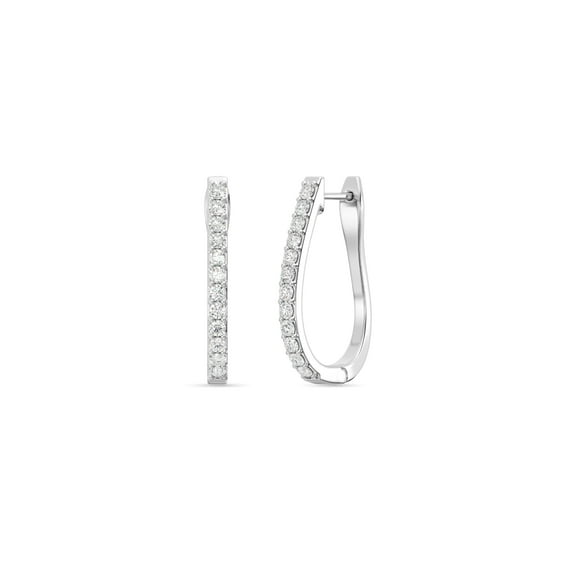 Gilded 1/2 Carat Total Weight Lab-Grown Diamond U-Shaped Hoop Earrings for Women in 925 Sterling Silver | Hypoallergenic Fine Jewelry | Latch Back Closure | SI1 Clarity, F Color