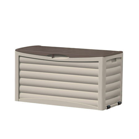 Suncast DB8300 83 Gallon Outdoor Patio Storage Chest with Handles, Mocha/Taupe