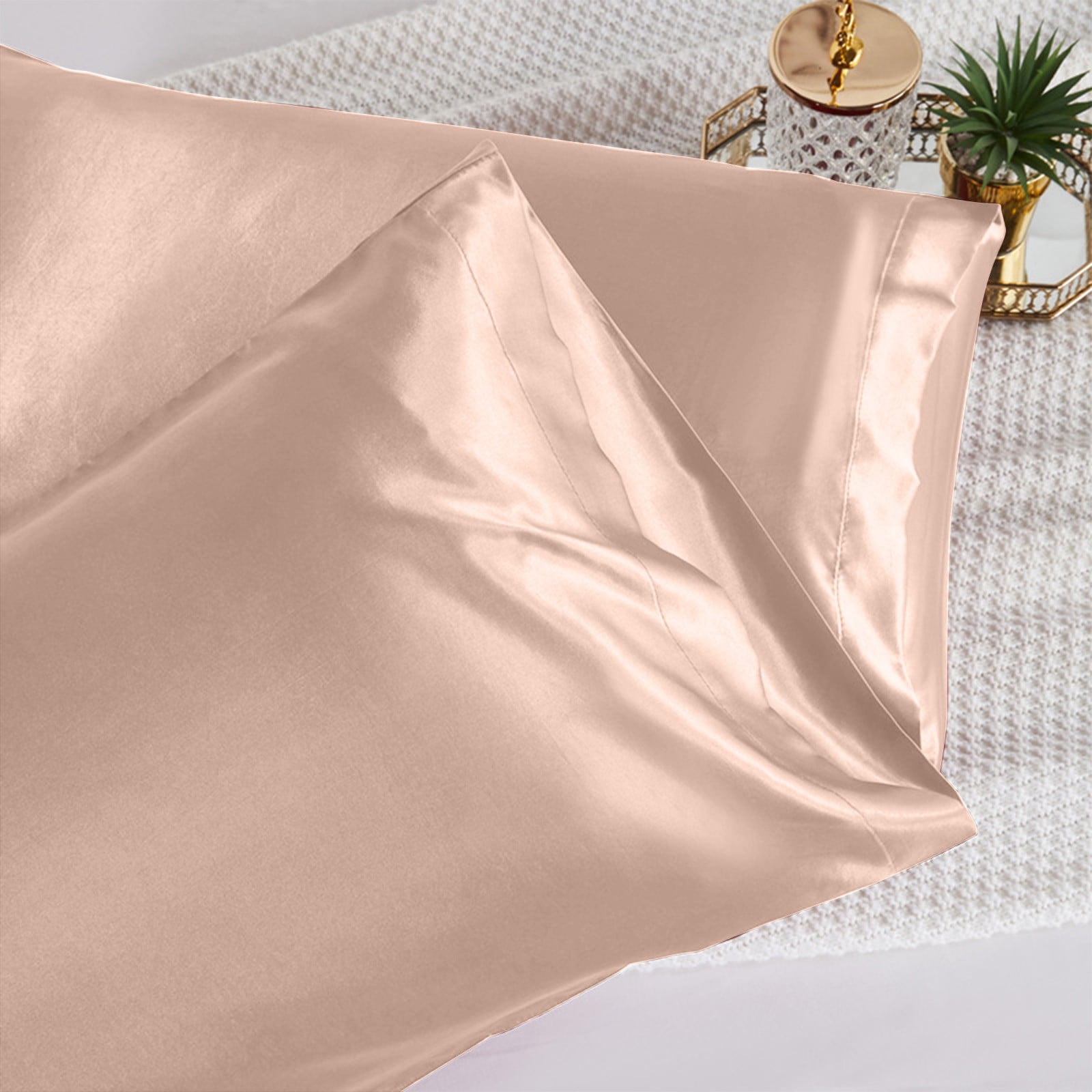 Hvmvliv Silk Pillowcase Satin Pillowcase Pillowcases Standard Size Set of 2 Luxury and Soft Satin Pillowcovers 2 Pack (20x30 Inches) Beige