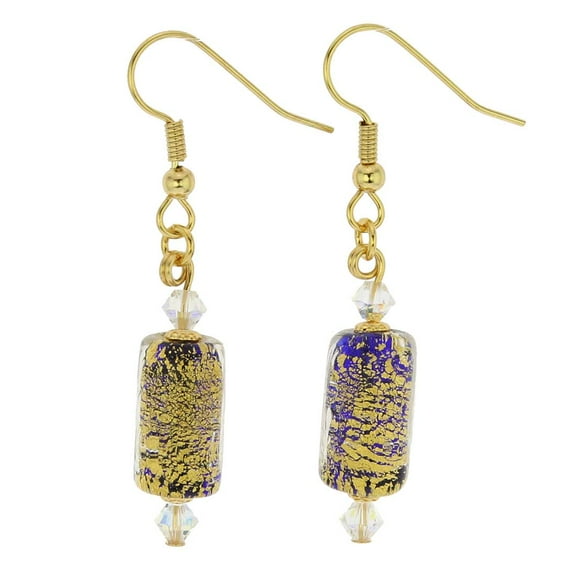 GlassOfVenice Murano Glass Ca D'Oro Barrel Earrings - Cobalt Blue