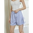 thumbnail image 5 of Musuos Women Summer Casual Plaid Shorts Bows Cutouts Elastic Short Pants for Daily Basic Loose Bottoms, 5 of 9