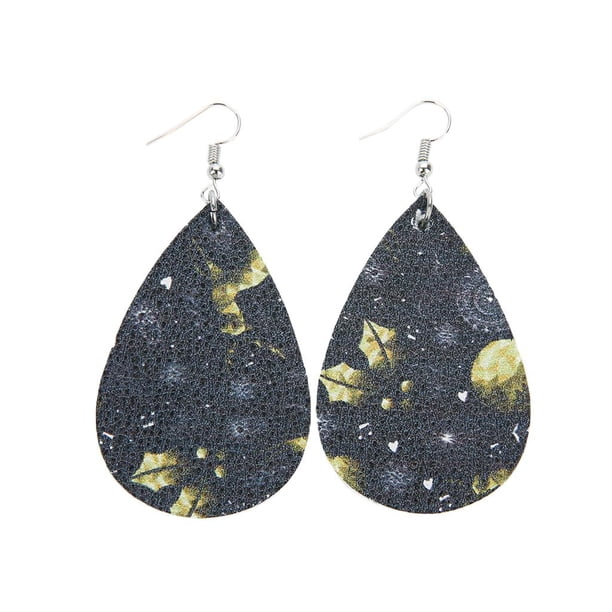 Pendientes de material cuero De Halloween Para Mujeres Niñas Pendientes Góticos de material cuero Liviano Cuelgan Joyería Hecha Del Partido, 1.4 UNA