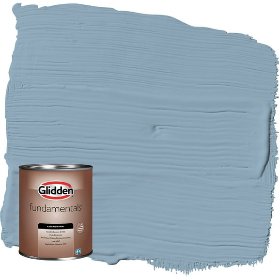 Glidden Fundamentals Dresden Dream / Blue Satin Exterior Paint, 1 Quart