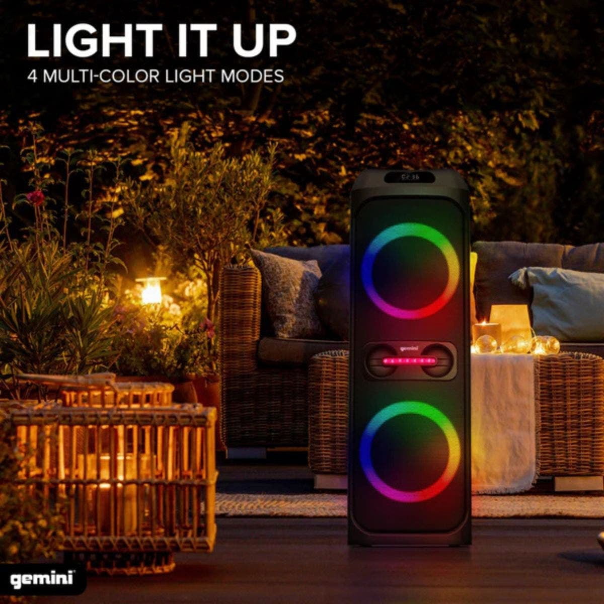 Gemini GHK-2800 Bluetooth Speaker System w/ LED Party Lighting