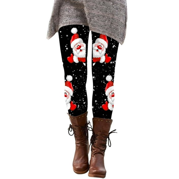 Mepaouo Women's Christmas Crossover Leggings High Waisted Ankle Length Workout Yoga Tights